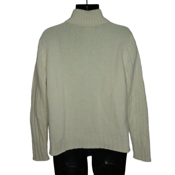 Vintage Ralph Lauren Polo Jeans Co Mens L Ivory White 1/4 Zip Pullover Sweater - Picture 5 of 9
